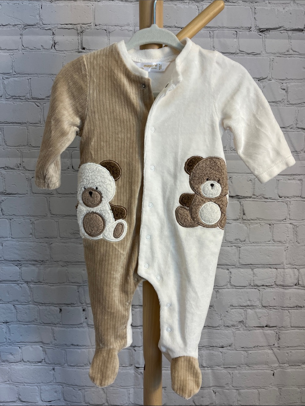 ⭐️⭐️ PICK 5 / $20 Mayoral Beige and White Teddy Footed One-Piece